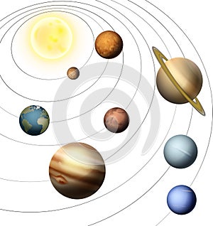 Planets of Our Solar System Illustration