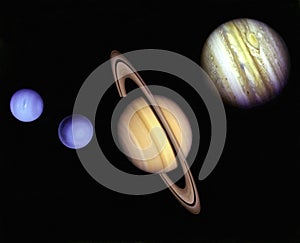 Planets in outer space.