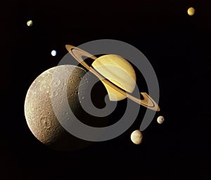 Planets in outer space.