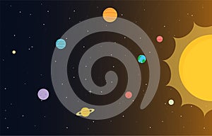 Planets set of the solar system. Simple flat