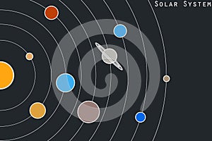 The planets of the solar system illustration in original style.