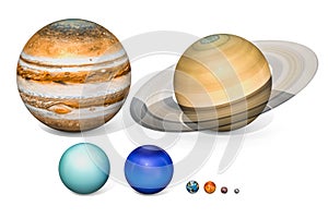 Planets of the solar system. Jupiter, Saturn, Uranus, Neptuno, E