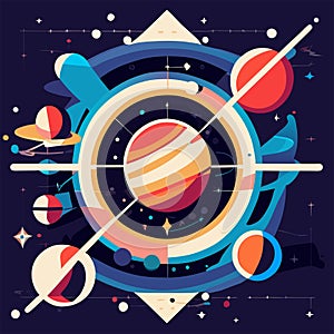 Planets and solar system. Planets in outer space. Vector illustration in flat style AI generated