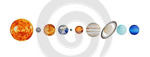 Planets of the Solar System in a Row From the Sun. 3d Rendering