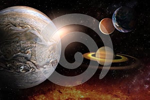 Planets in Solar system in the starry universe with copy space Elements of this image furnished by NASA