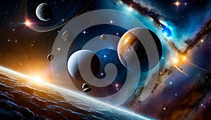 planets with star nebula