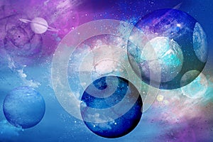 Planets, stars, constelations and Universe Nebula. Scientific fantastic futuristic esoteric background photo