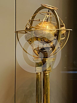 Planispheric astrolabic clock on display at the British Museum in London England