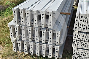 Plank concrete stacking in yard