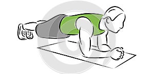 Plank exercise man. Making perfect body health.