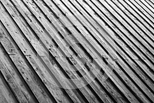 Planked roof of wooden shed