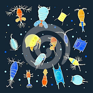 Plankton, collection of bright small water organisms