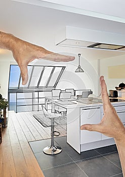 Planned renovation of a Modern open kitchen photo