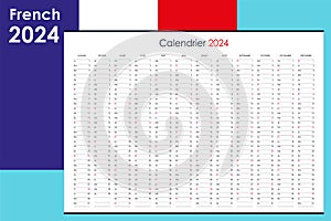 Planner calendar for 2024. Wall organizer, yearly template. Spanish.