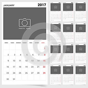 Planner calendar january 2017 design illustration