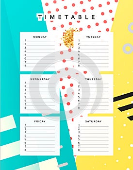 Planner calendar. Schedule the week, abstract design background.