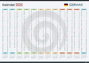 2025 planner calendar. Wall organizer, annual one page, German photo