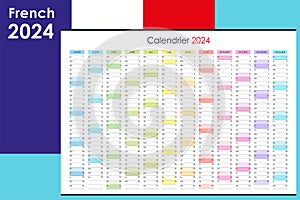 Planner calendar for 2024. Wall organizer, yearly template. Spanish. photo