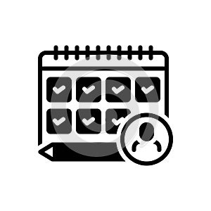 Black solid icon for Planner, agenda and daily