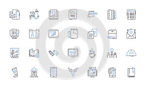 Planner line icons collection. Organize, Efficiency, Schedule, Productivity, Taskmaster, Timekeeping, Systematize vector photo