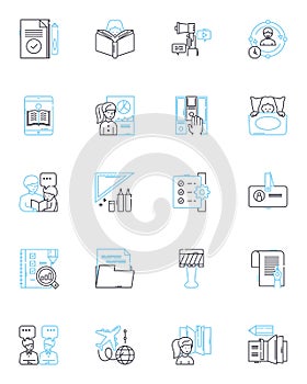 Planner linear icons set. Organization, Time-management, Productivity, Schedule, Agenda, Task-planning, Goal-setting photo