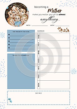 Planner for moms digital planning insert sheet printable page template