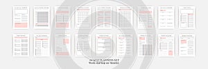 Planner sheet vector. Printable vertical notebook page