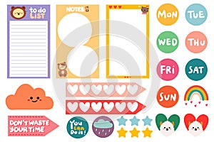 Planner sticker and note paper set for journal, diary and scrapbook