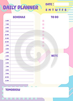 Daily Planner, study planner with schedule, to do list, note, abstract doodle hand drawn background,vector illustration