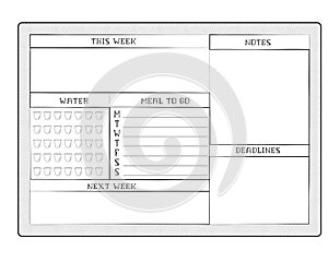 Daily planner template. Blank white page isolated on gray. Case Control Page