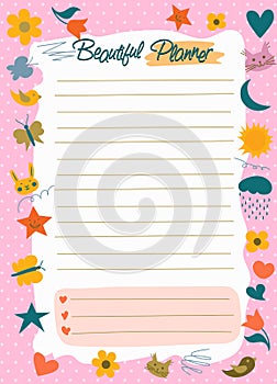 Daily Planner, to do list, Note paper Vector