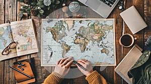 Planning an Adventure Across the World.AI generated image