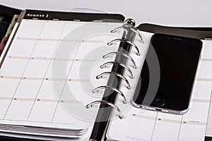 Planning concept - calendar, cellphone