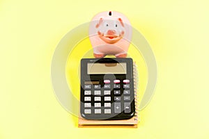 Planning counting budget. Commerece business. money saving. Accounting and payroll. capital management. moneybox with