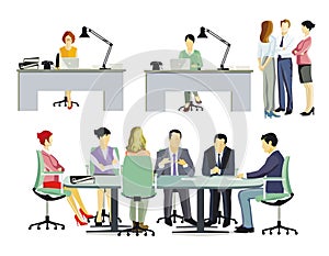 Planning, discussion of employees illustration