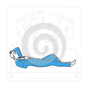 Planning while dreaming - line design style isolated illustration