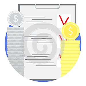 Planning financial budget icon flat