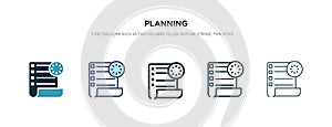 Planning icon in different style vector illustration. two colored and black planning vector icons designed in filled, outline,