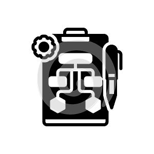 Black solid icon for Planning, progress and network