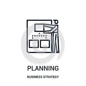 planning icon vector from business strategy collection. Thin line planning outline icon vector illustration