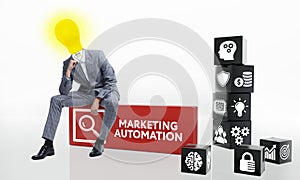 Planning marketing strategy. Business, Technology, Internet and network concept. Marketing automation