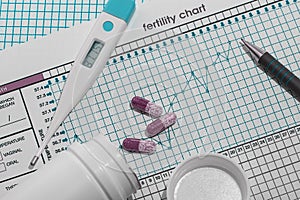 Planning of pregnancy. The fertility chart Horizontal