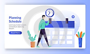 Planning Schedule or time management, planning concept, working time, landing page template for banner, flyer, ui, web, mobile app