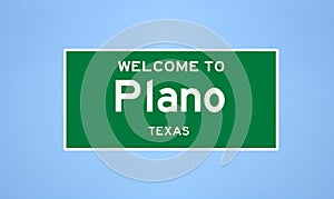 Plano, Texas city limit sign. Town sign from the USA. photo