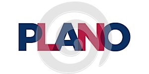 Plano, Texas, USA typography slogan design. America logo with graphic city lettering for print and web photo
