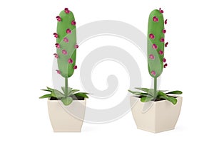 Plant alphabet I and flowerpot.3D illustration.