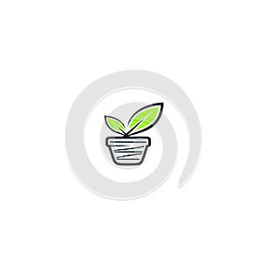 Plant amd pot logo design