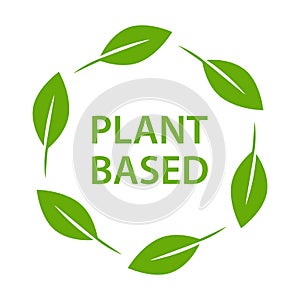 Plant based icon vector healthy food symbol vegan badge, vegetarian sign for graphic design, logo, mobile app, UI illustration