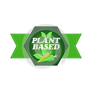 plant based natural product sticker organic healthy vegan market logo fresh food emblem badge design flat