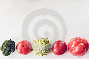 Plant based raw food seasonal vegetables background, vegan food cooking ingredients, top view